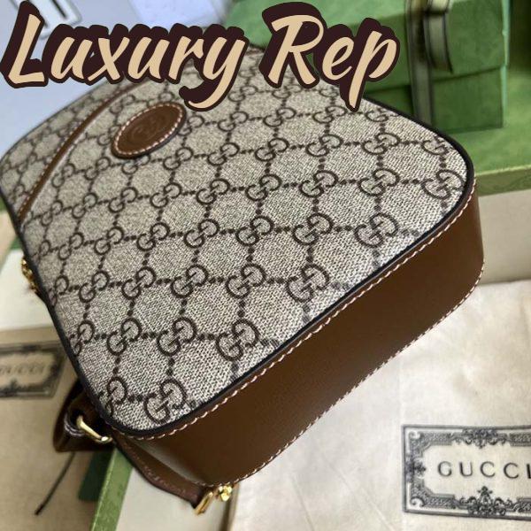 Replica Gucci Unisex Sling Backpack Interlocking G Beige Ebony GG Supreme Canvas 5