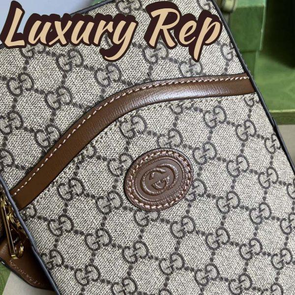 Replica Gucci Unisex Sling Backpack Interlocking G Beige Ebony GG Supreme Canvas 8