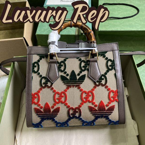 Replica Gucci Unisex Adidas x Gucci Diana Medium Tote Bag Multicolor Velvet GG Trefoil Canvas 4
