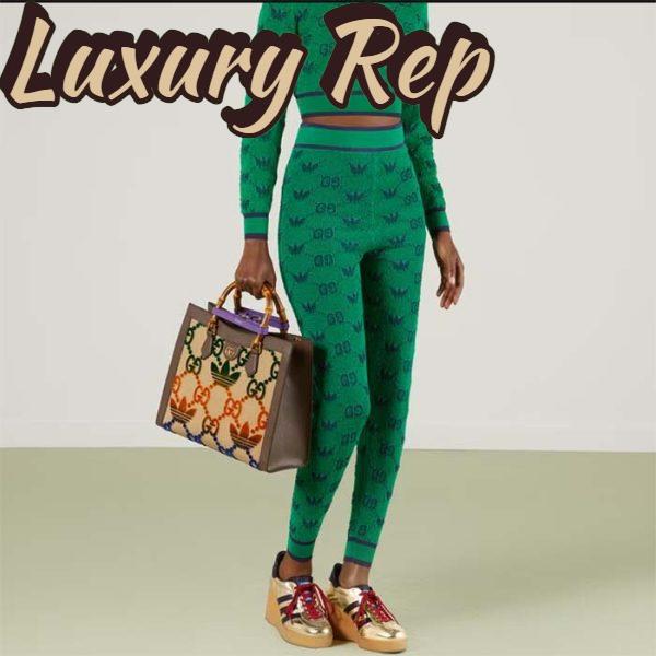 Replica Gucci Unisex Adidas x Gucci Diana Medium Tote Bag Multicolor Velvet GG Trefoil Canvas 12