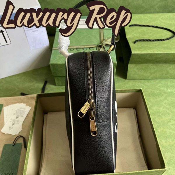 Replica Gucci Unisex Adidas x Gucci Mini Top Handle Bag Black Leather GG Trefoil Print 7