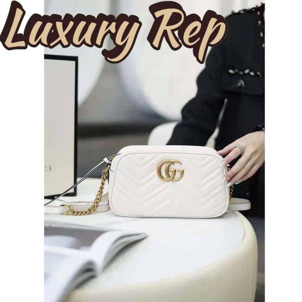 Replica Gucci GG Women GG Marmont Small Matelassé Shoulder Bag White Double G 3