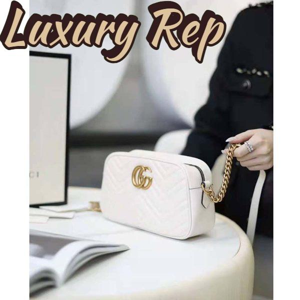 Replica Gucci GG Women GG Marmont Small Matelassé Shoulder Bag White Double G 4