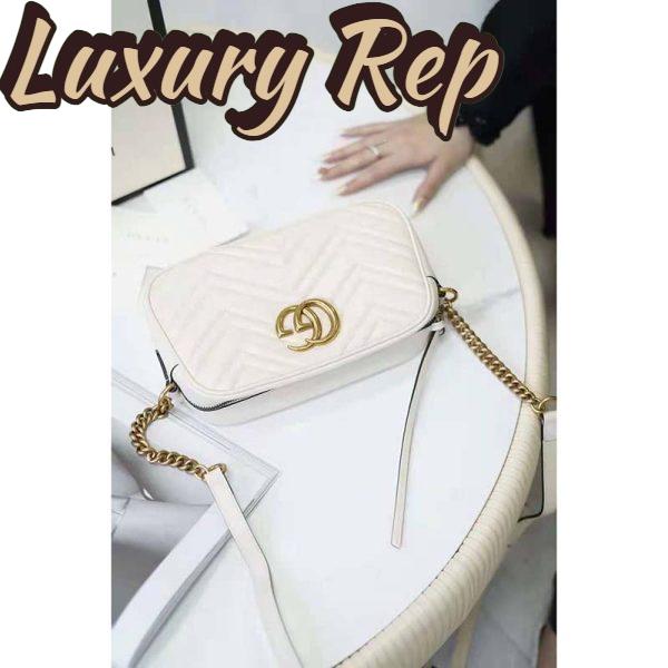 Replica Gucci GG Women GG Marmont Small Matelassé Shoulder Bag White Double G 5