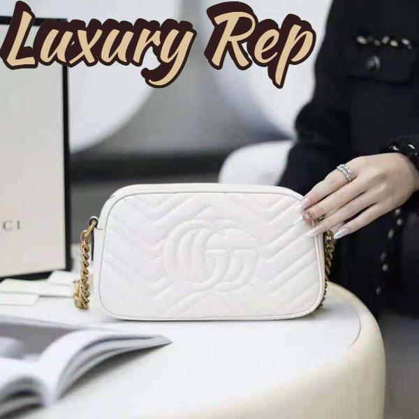 Replica Gucci GG Women GG Marmont Small Matelassé Shoulder Bag White Double G 6