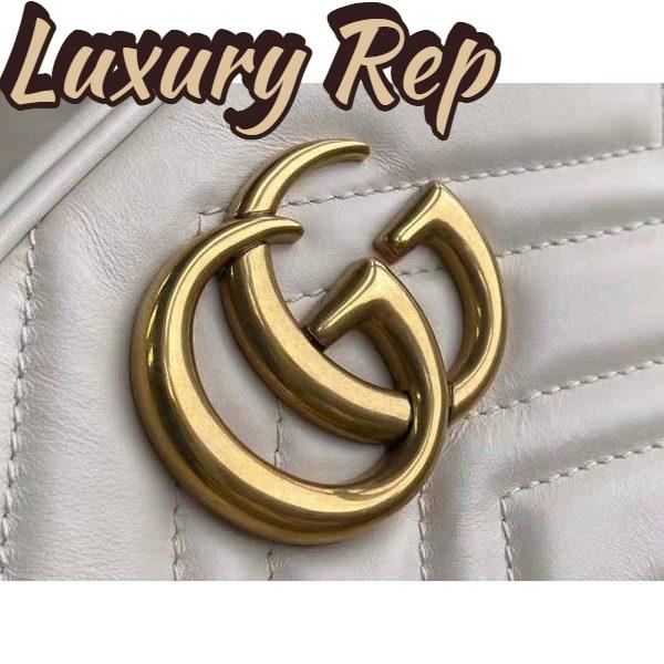 Replica Gucci GG Women GG Marmont Small Matelassé Shoulder Bag White Double G 11