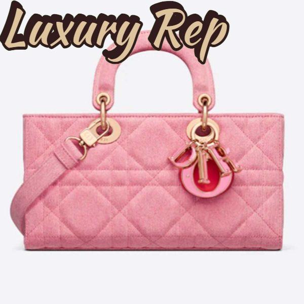 Replica Dior Women CD Medium Lady D-Joy Bag Bright Pink Cannage Denim