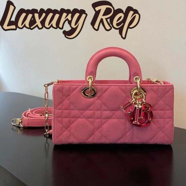 Replica Dior Women CD Medium Lady D-Joy Bag Bright Pink Cannage Denim 3