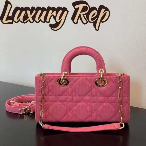 Replica Dior Women CD Medium Lady D-Joy Bag Bright Pink Cannage Denim 5