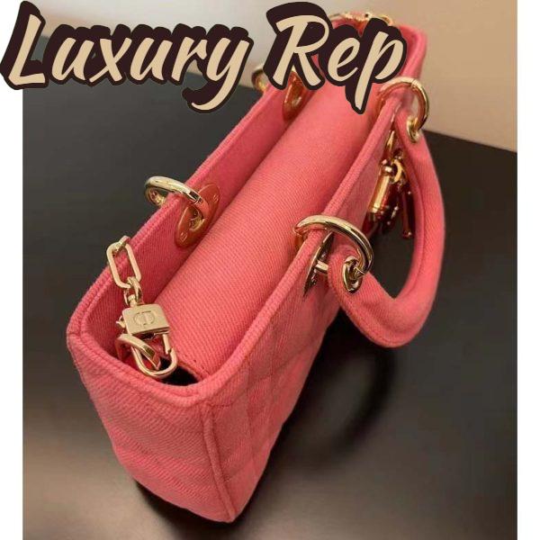Replica Dior Women CD Medium Lady D-Joy Bag Bright Pink Cannage Denim 6