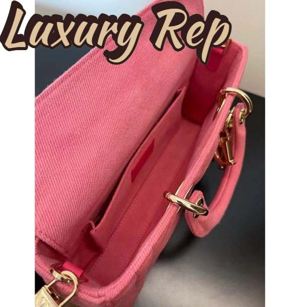 Replica Dior Women CD Medium Lady D-Joy Bag Bright Pink Cannage Denim 7