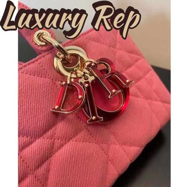 Replica Dior Women CD Medium Lady D-Joy Bag Bright Pink Cannage Denim 10