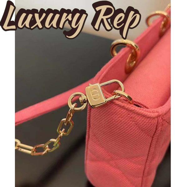 Replica Dior Women CD Medium Lady D-Joy Bag Bright Pink Cannage Denim 11