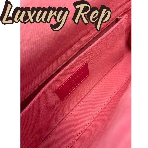 Replica Dior Women CD Medium Lady D-Joy Bag Bright Pink Cannage Denim 12