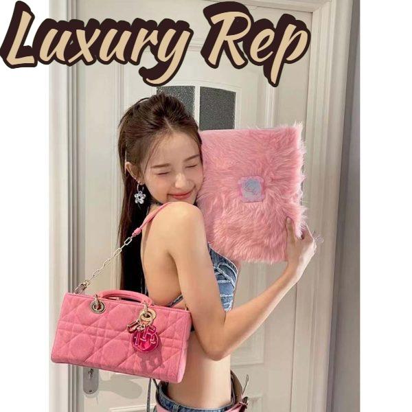 Replica Dior Women CD Medium Lady D-Joy Bag Bright Pink Cannage Denim 15