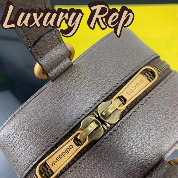Replica Gucci Unisex Adidas x Gucci Mini Top Handle Bag Beige Brown GG Crystal Canvas 10