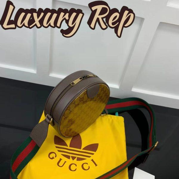 Replica Gucci Unisex Adidas x Gucci Ophidia Small Shoulder Bag Beige Brown GG Crystal Canvas 5