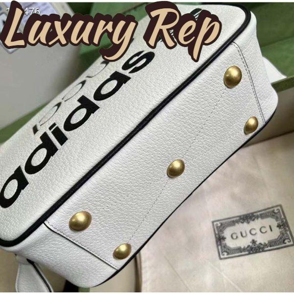Replica Gucci Unisex Adidas x Gucci Small Shoulder Bag White Leather Interlocking G 7