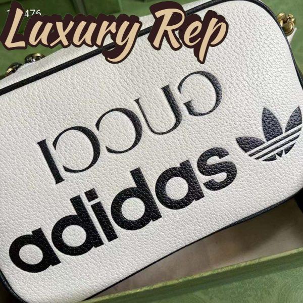 Replica Gucci Unisex Adidas x Gucci Small Shoulder Bag White Leather Interlocking G 8