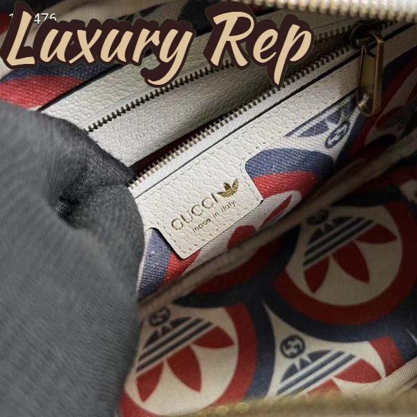 Replica Gucci Unisex Adidas x Gucci Small Shoulder Bag White Leather Interlocking G 11