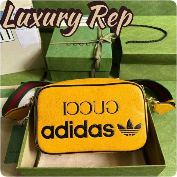 Replica Gucci Unisex Adidas x Gucci Small Shoulder Bag Yellow Leather Interlocking G 3
