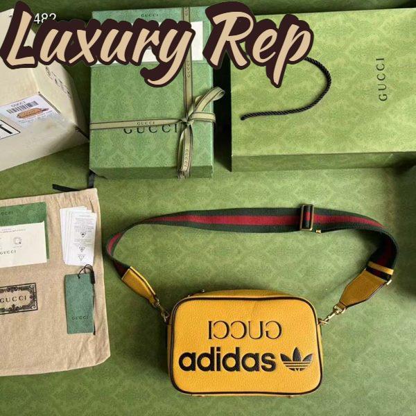 Replica Gucci Unisex Adidas x Gucci Small Shoulder Bag Yellow Leather Interlocking G 9