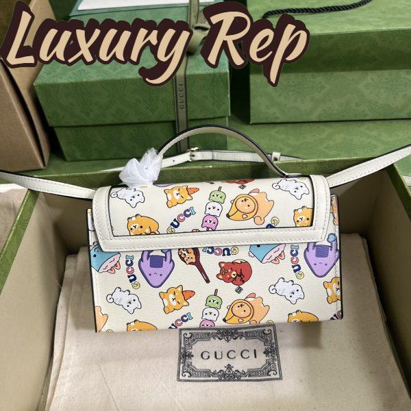 Replica Gucci Unisex Animal Print Mini Bag Beige Ebony GG Supreme Canvas 4