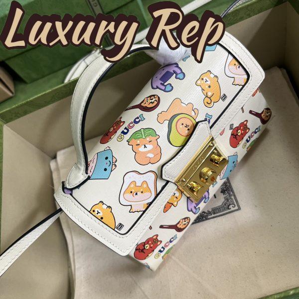 Replica Gucci Unisex Animal Print Mini Bag Beige Ebony GG Supreme Canvas 6
