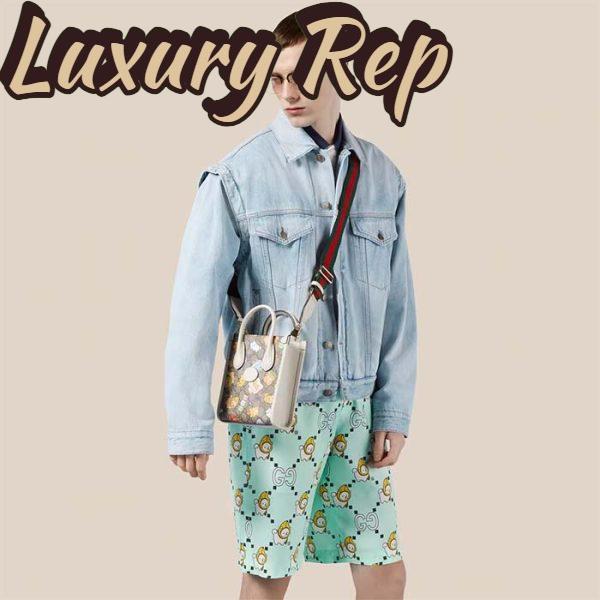 Replica Gucci Unisex Animal Print Mini Tote Bag Beige Ebony GG Supreme Canvas 12