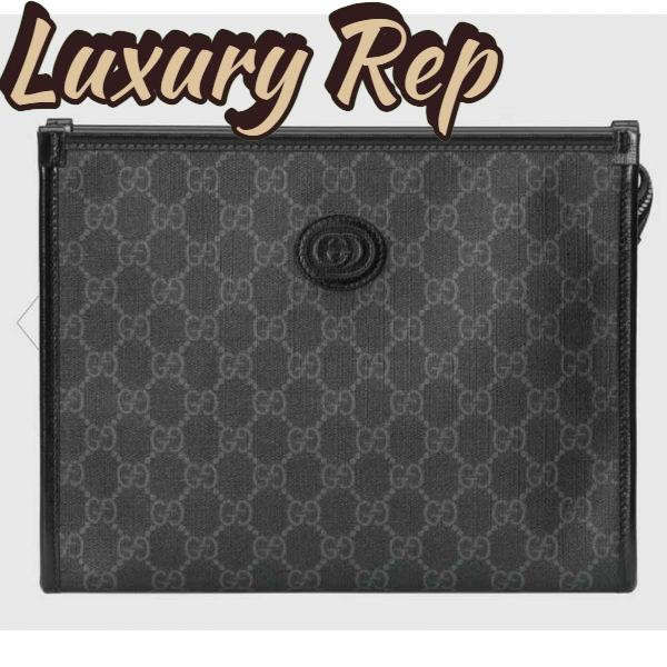 Replica Gucci Unisex Beauty Case Interlocking G Black GG Supreme Canvas 2