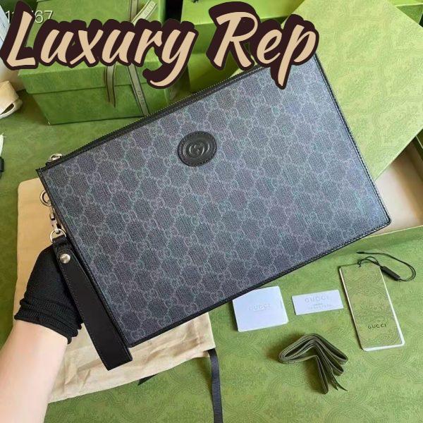 Replica Gucci Unisex Beauty Case Interlocking G Black GG Supreme Canvas 3
