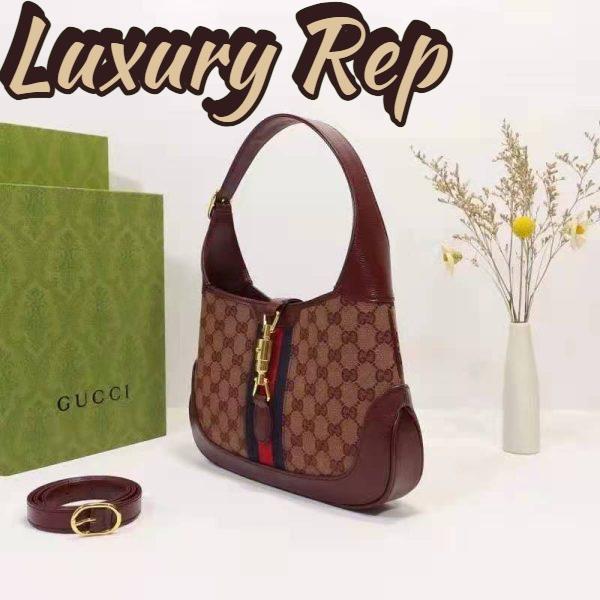 Replica Gucci Unisex Beige and Burgundy Original GG Canvas Burgundy Leather 5
