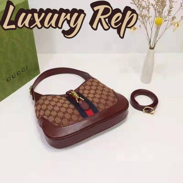 Replica Gucci Unisex Beige and Burgundy Original GG Canvas Burgundy Leather 7
