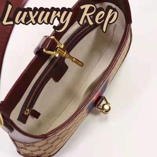 Replica Gucci Unisex Beige and Burgundy Original GG Canvas Burgundy Leather 8