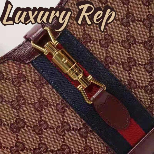 Replica Gucci Unisex Beige and Burgundy Original GG Canvas Burgundy Leather 9