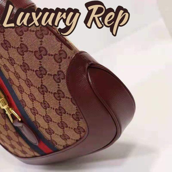 Replica Gucci Unisex Beige and Burgundy Original GG Canvas Burgundy Leather 10