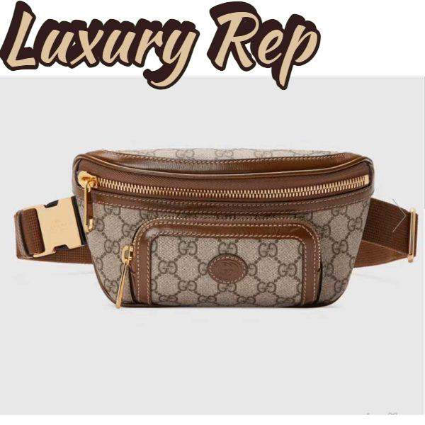 Replica Gucci Unisex Belt bag Interlocking G Beige Ebony GG Supreme Canvas 2