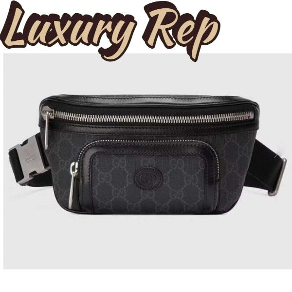 Replica Gucci Unisex Belt bag Interlocking G Black GG Supreme Canvas
