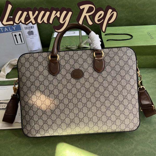 Replica Gucci Unisex Business Case Interlocking G Beige Ebony GG Supreme Canvas 3