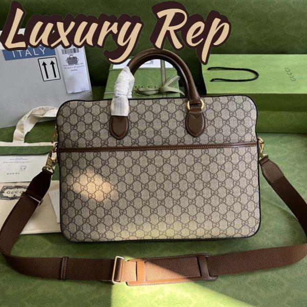 Replica Gucci Unisex Business Case Interlocking G Beige Ebony GG Supreme Canvas 4
