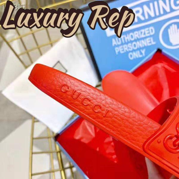 Replica Gucci Women Rubber GG Slide Sandal-Red 11