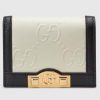 Replica Gucci Unisex Card Case Wallet Yellow GG Leather Double G 14