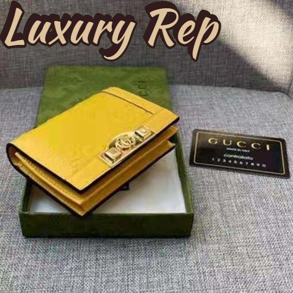 Replica Gucci Unisex Card Case Wallet Yellow GG Leather Double G 4