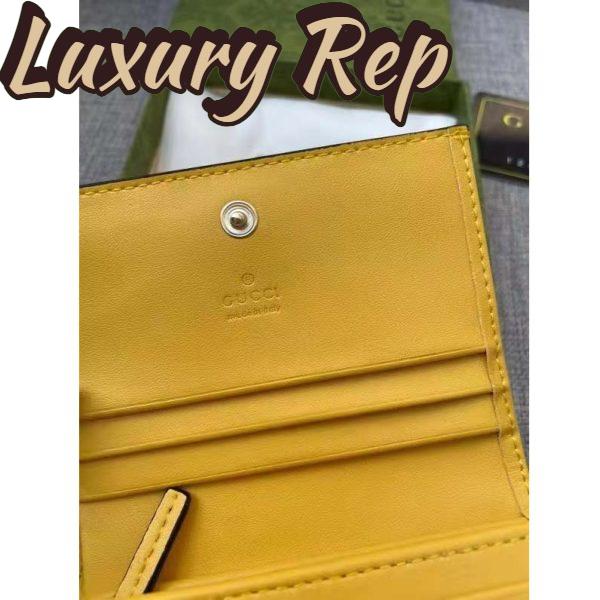 Replica Gucci Unisex Card Case Wallet Yellow GG Leather Double G 12