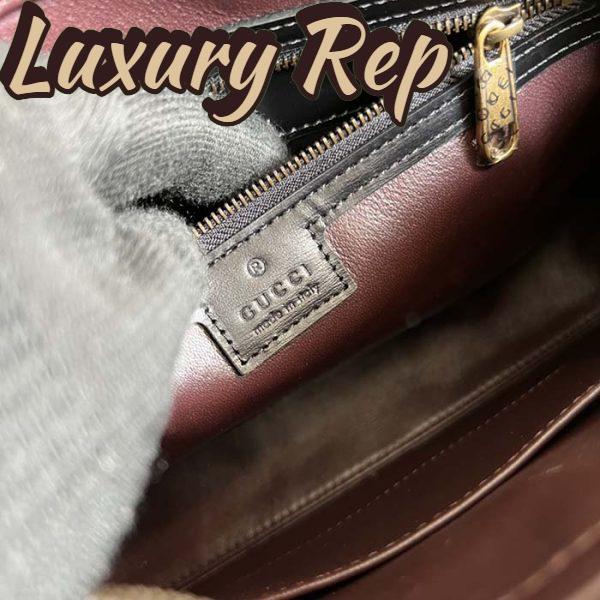 Replica Gucci Unisex Crocodile Trim Shoulder Bag Double G Black Leather Zip Closure 11