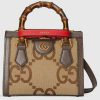 Replica Gucci Unisex Diana Jumbo GG Small Tote Bag Double G Camel Brown Canvas 13