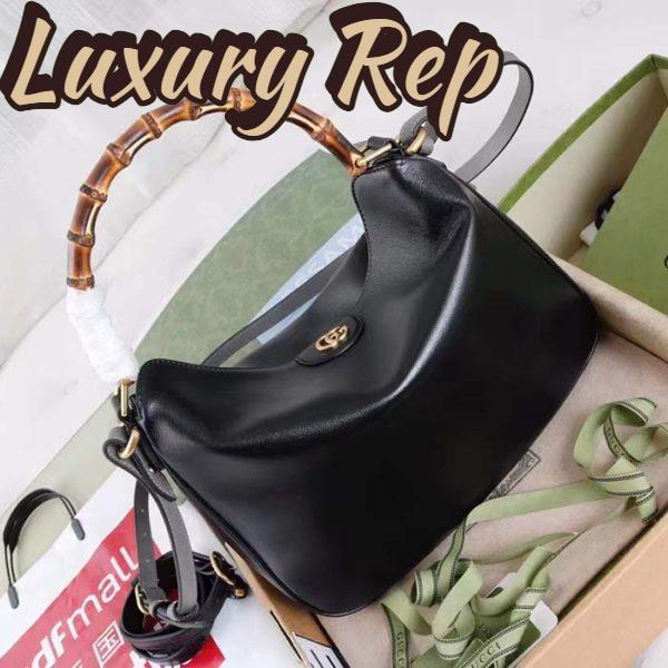 Replica Gucci Unisex Diana Medium Shoulder Bag Black Leather Double G 3