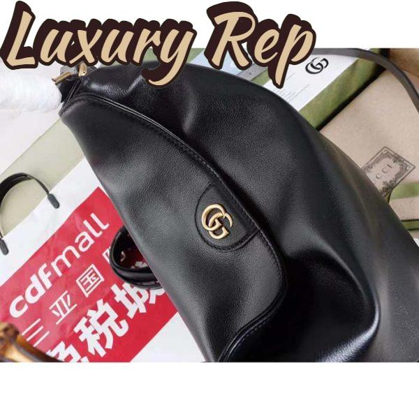 Replica Gucci Unisex Diana Medium Shoulder Bag Black Leather Double G 8