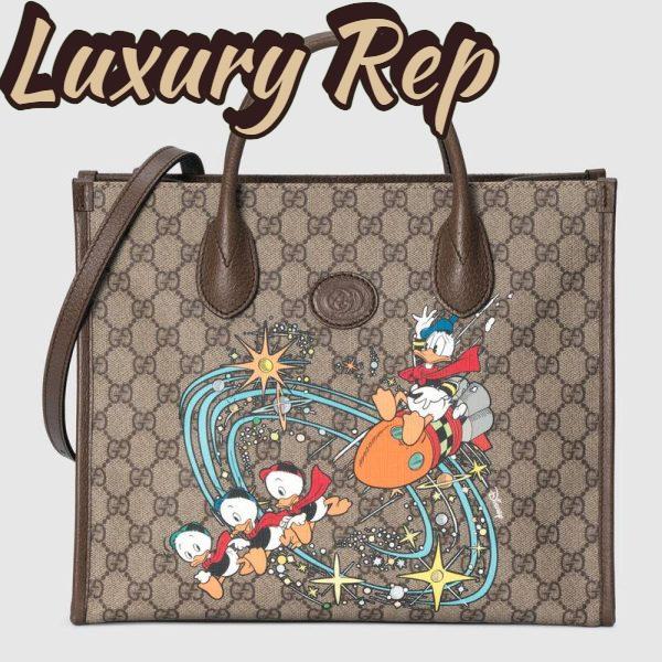 Replica Gucci Unisex Disney x Gucci Donald Duck Tote Bag Beige GG Supreme Canvas 2