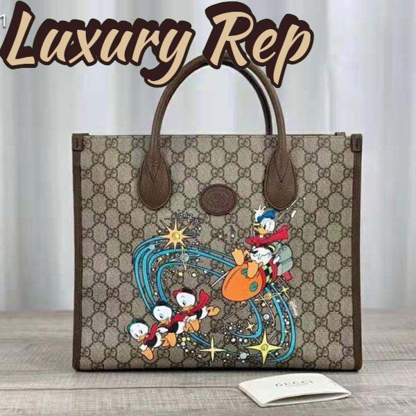 Replica Gucci Unisex Disney x Gucci Donald Duck Tote Bag Beige GG Supreme Canvas 3